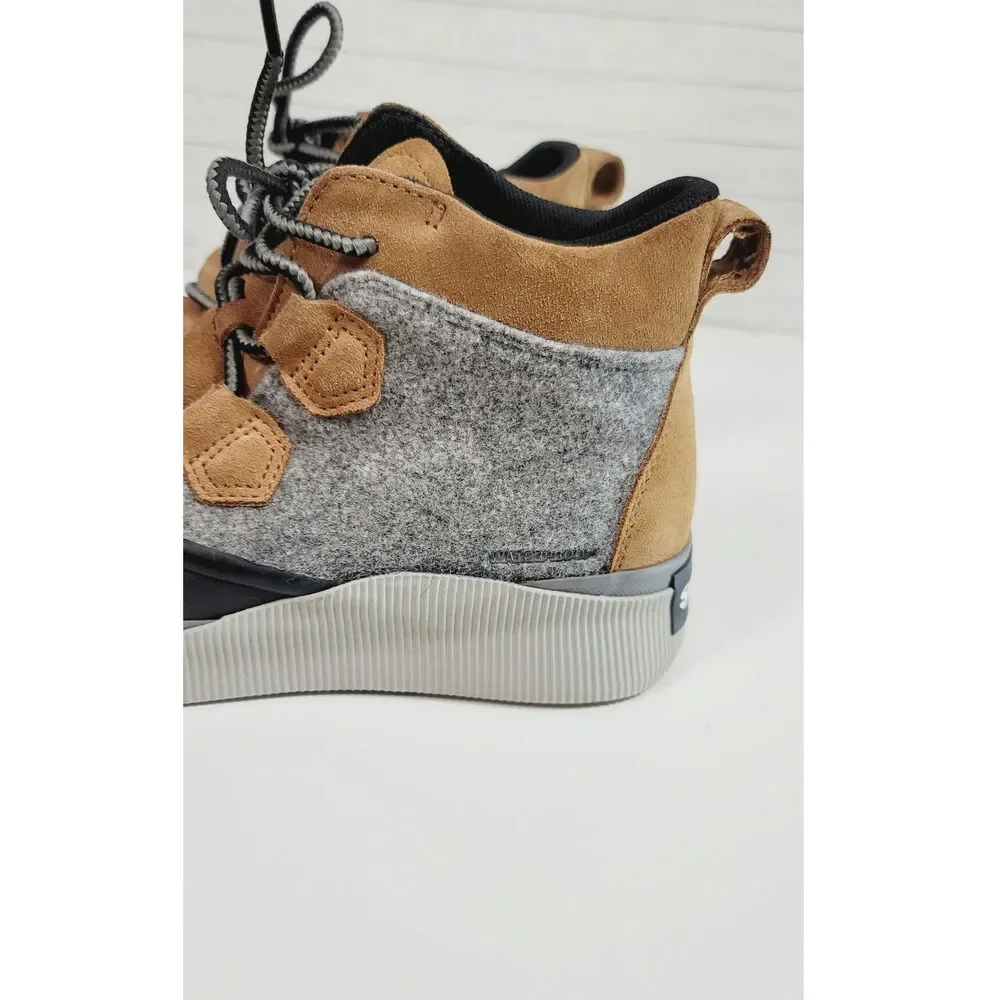 SOREL Out N About IV Classic Waterproof Duck Boot in Cognac/Grey/Blk, sz 8.5